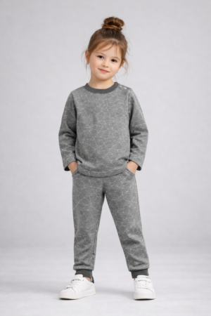 Çocuk Alt Üst Takım Gri Desenli Eşofman Takımı
